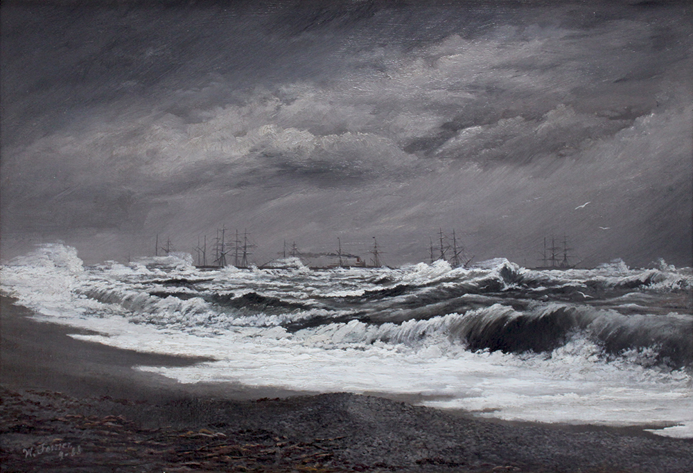 AIGANTIGHE ART GALLERY ferrier william breakwater timaru running a southerly gale THUMB